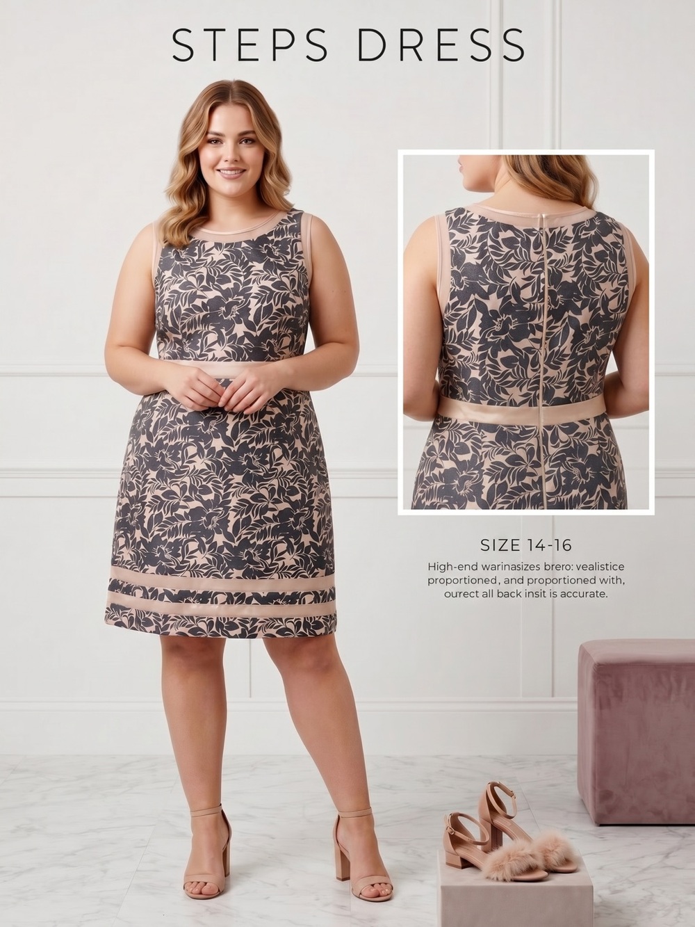 Steps Dress Sleeveless Midi in Blush Floral